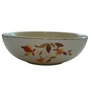 Retro Ceramic Bowl Floral Design Cream Yellow Red Brown Accent Rim